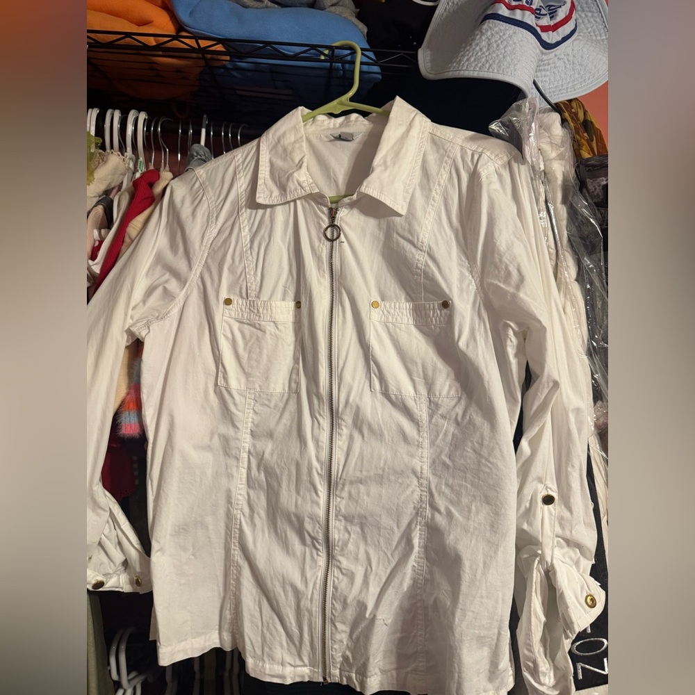 White Zip-Up Shirt